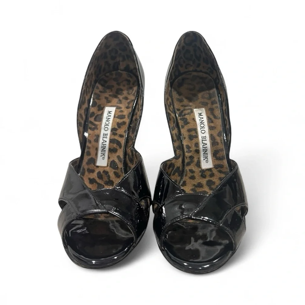 Manolo Blahnik Stiletto Heels Black Patent Leather